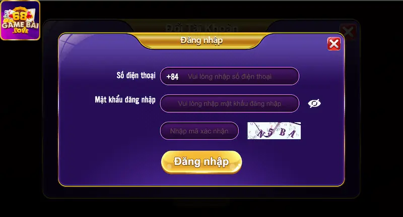 Đăng nhập cổng game 68gamebai thông qua app